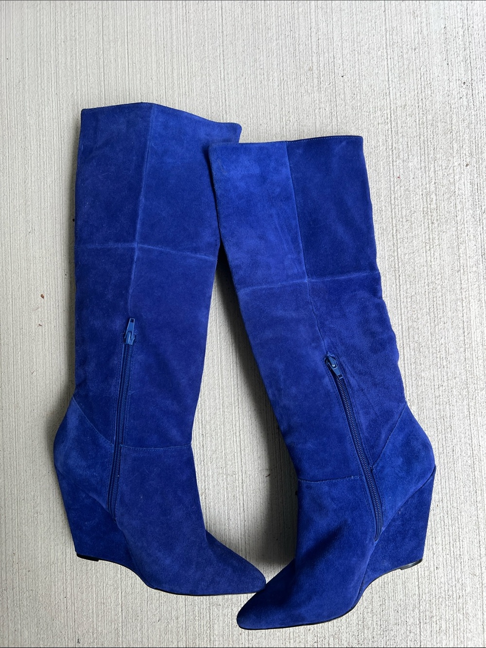Betsey Johnson Zohara Royal Blue Suede Fringe Boho Knee Boots Size 8.5 - Picture 10 of 13